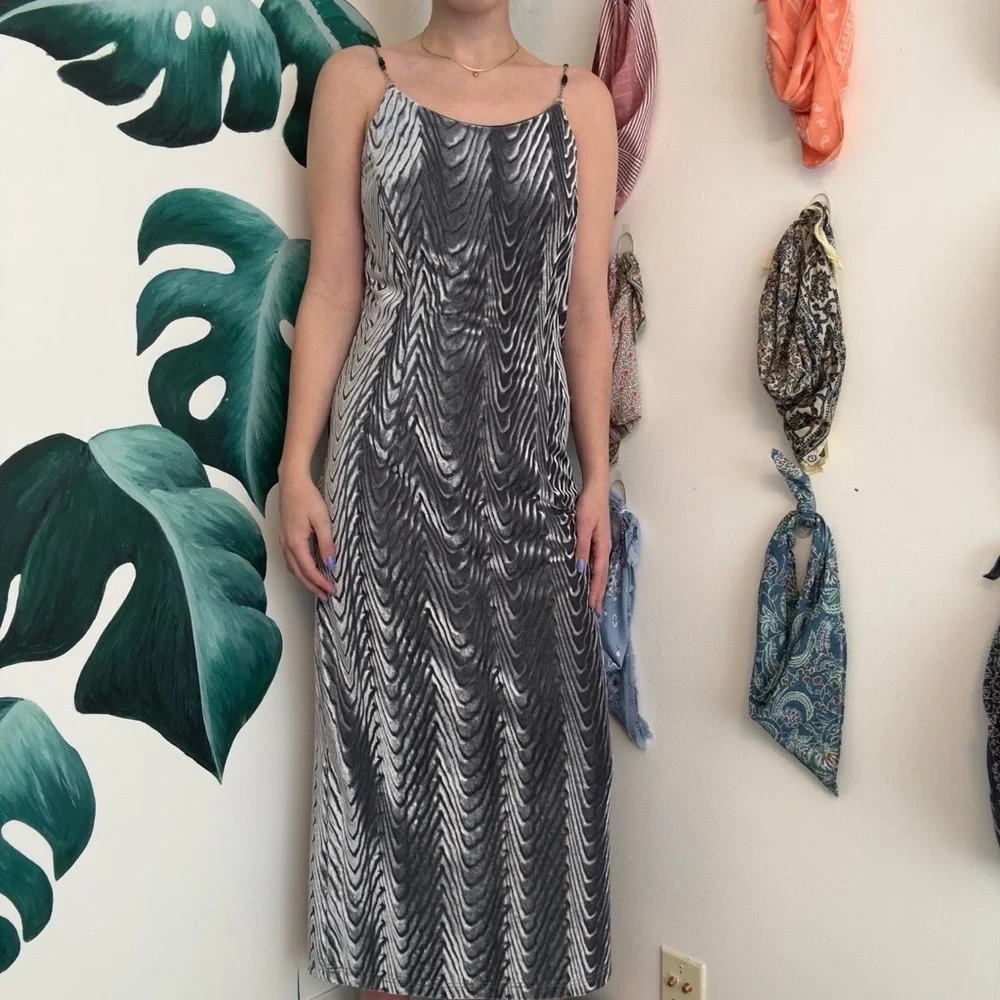 Vintage Silver Velvet Gown - Picture 2 of 8